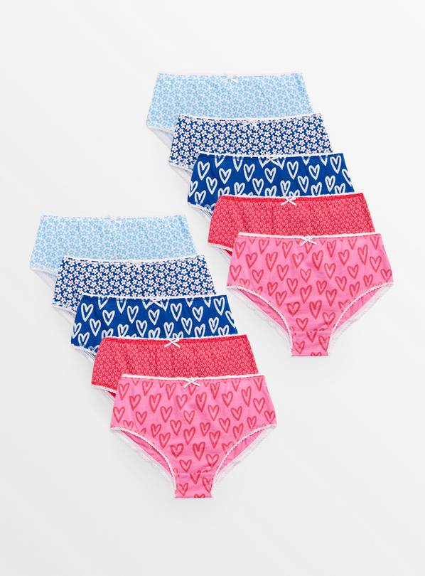 Bright Heart Print Briefs 10 Pack  2-3 years